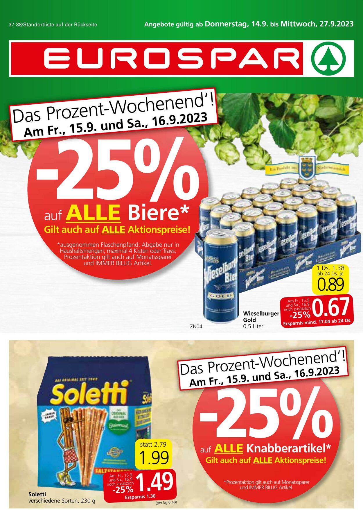 Prospekt Eurospar - Burgenland - Flugblatt KW 37 14 Sep, 2023 - 27 Sep, 2023