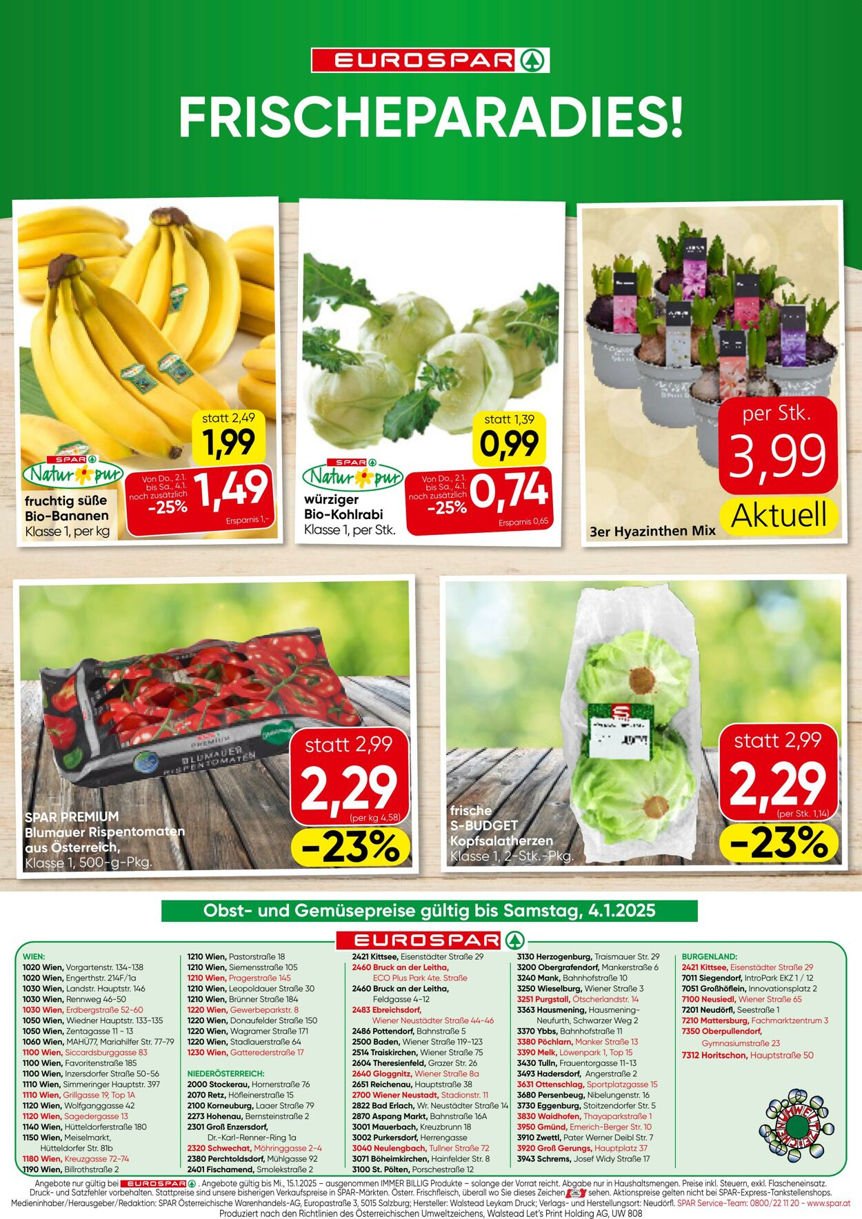 Prospekt Eurospar 02.01.2025 - 15.01.2025