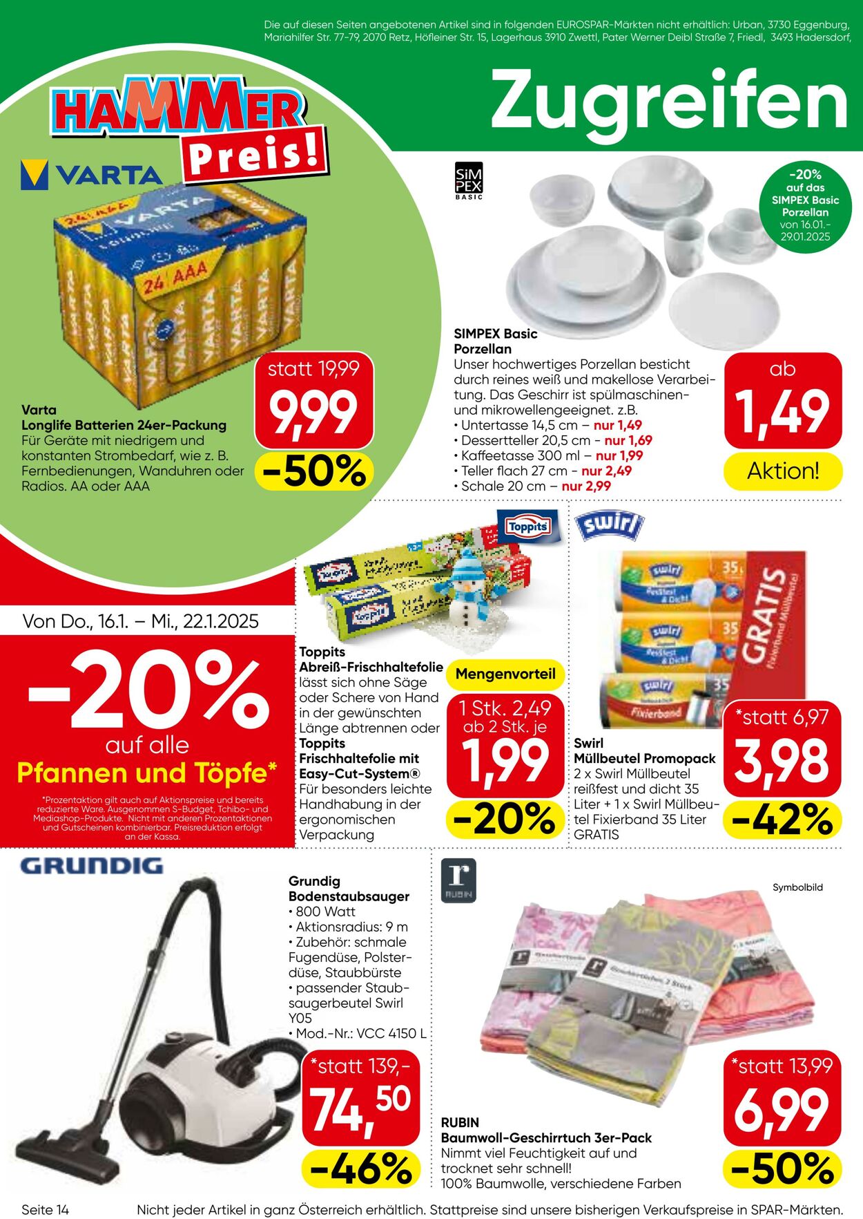 Prospekt Eurospar 16.01.2025 - 29.01.2025