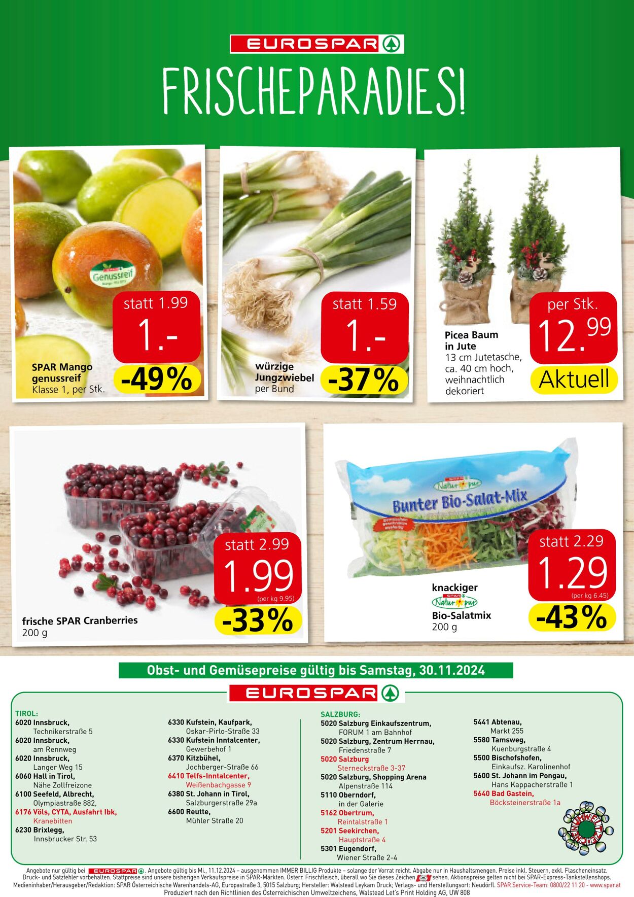 Prospekt Eurospar 28.11.2024 - 11.12.2024