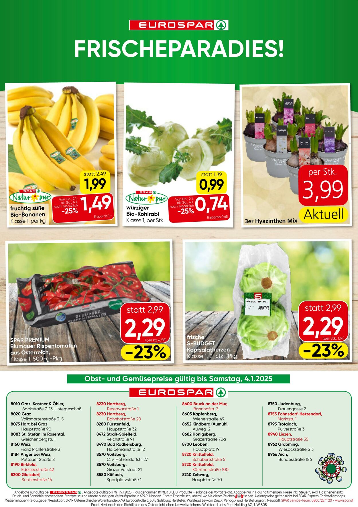 Prospekt Eurospar 02.01.2025 - 15.01.2025