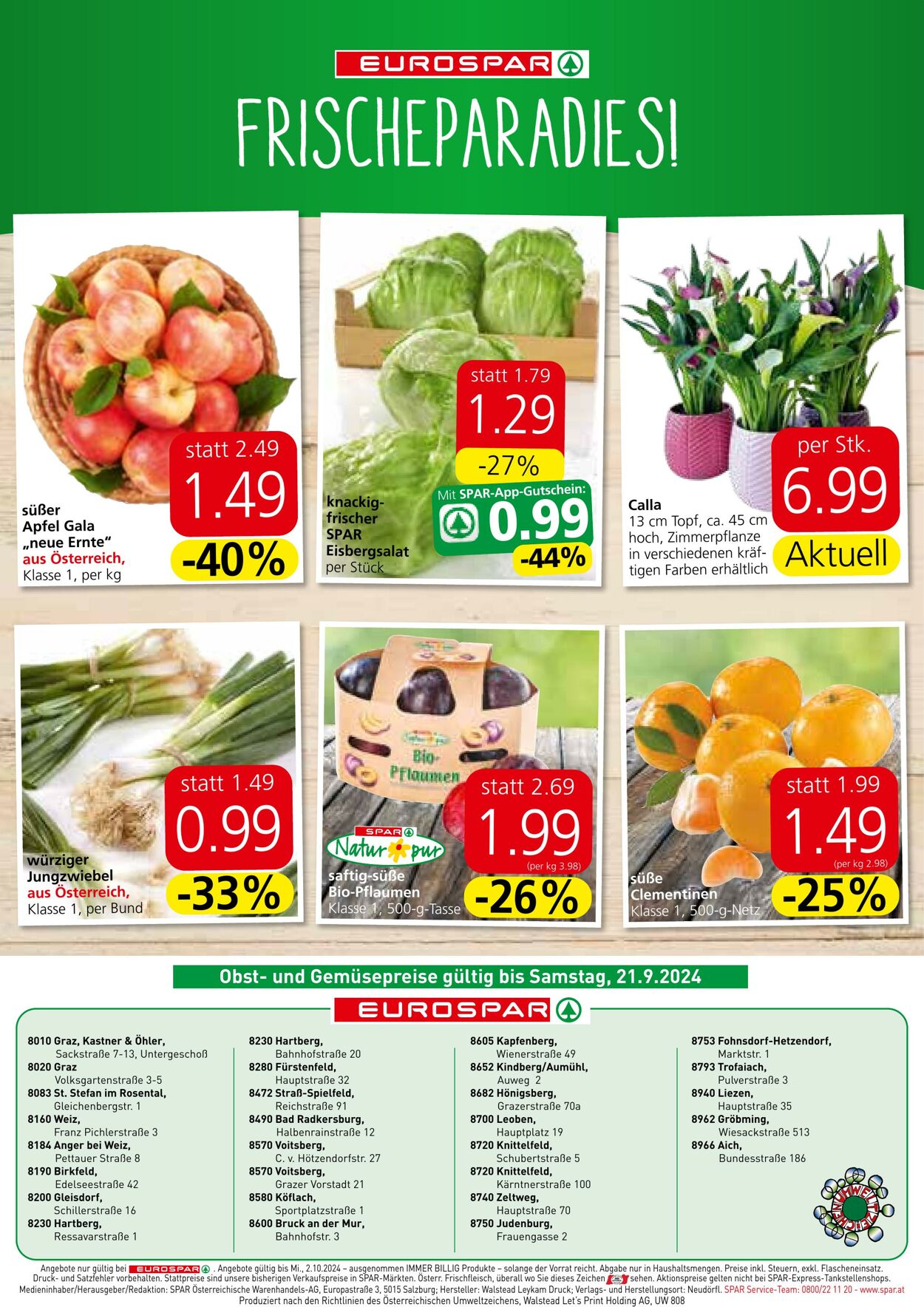 Prospekt Eurospar 19.09.2024 - 02.10.2024