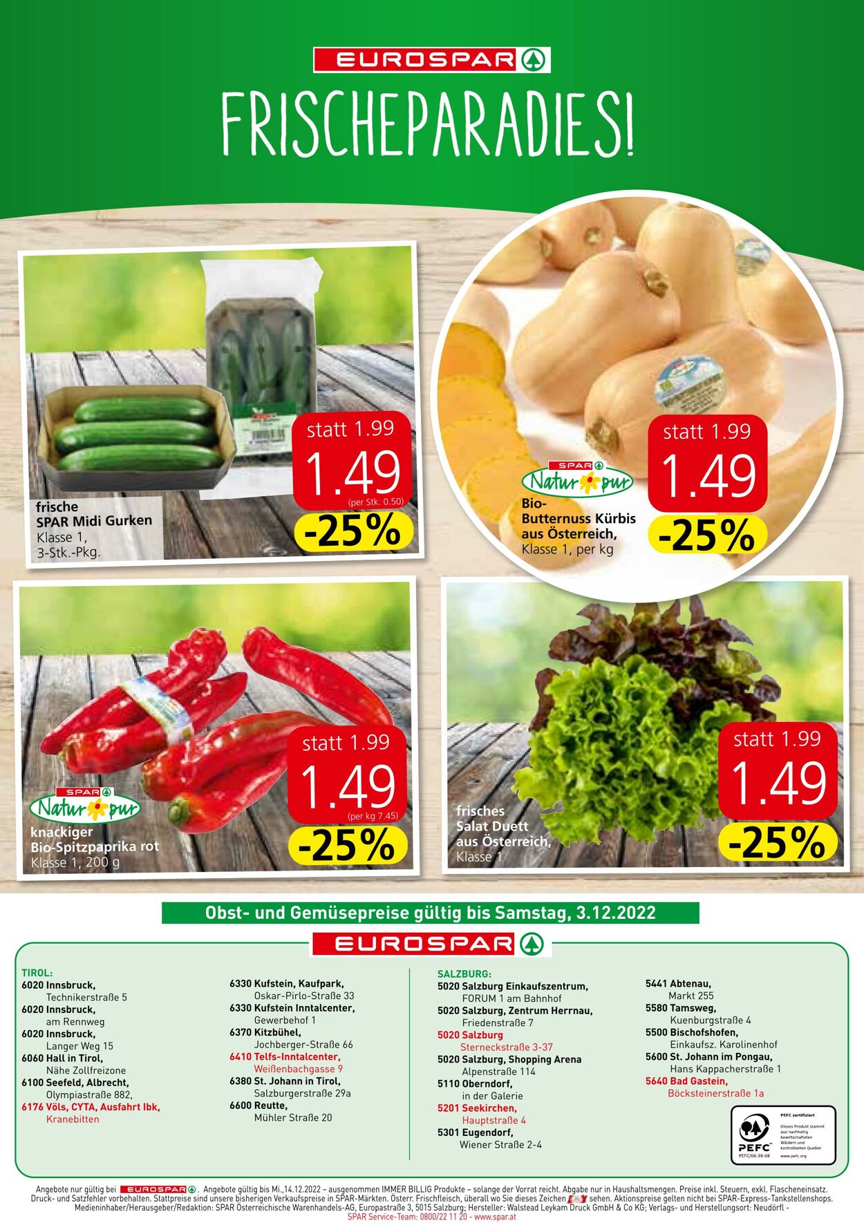 Prospekt Eurospar 01.12.2022 - 14.12.2022