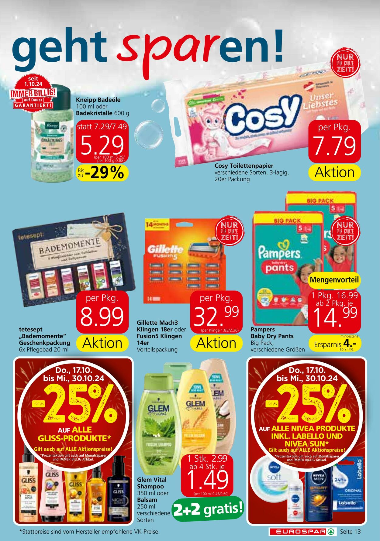 Prospekt Eurospar 17.10.2024 - 30.10.2024