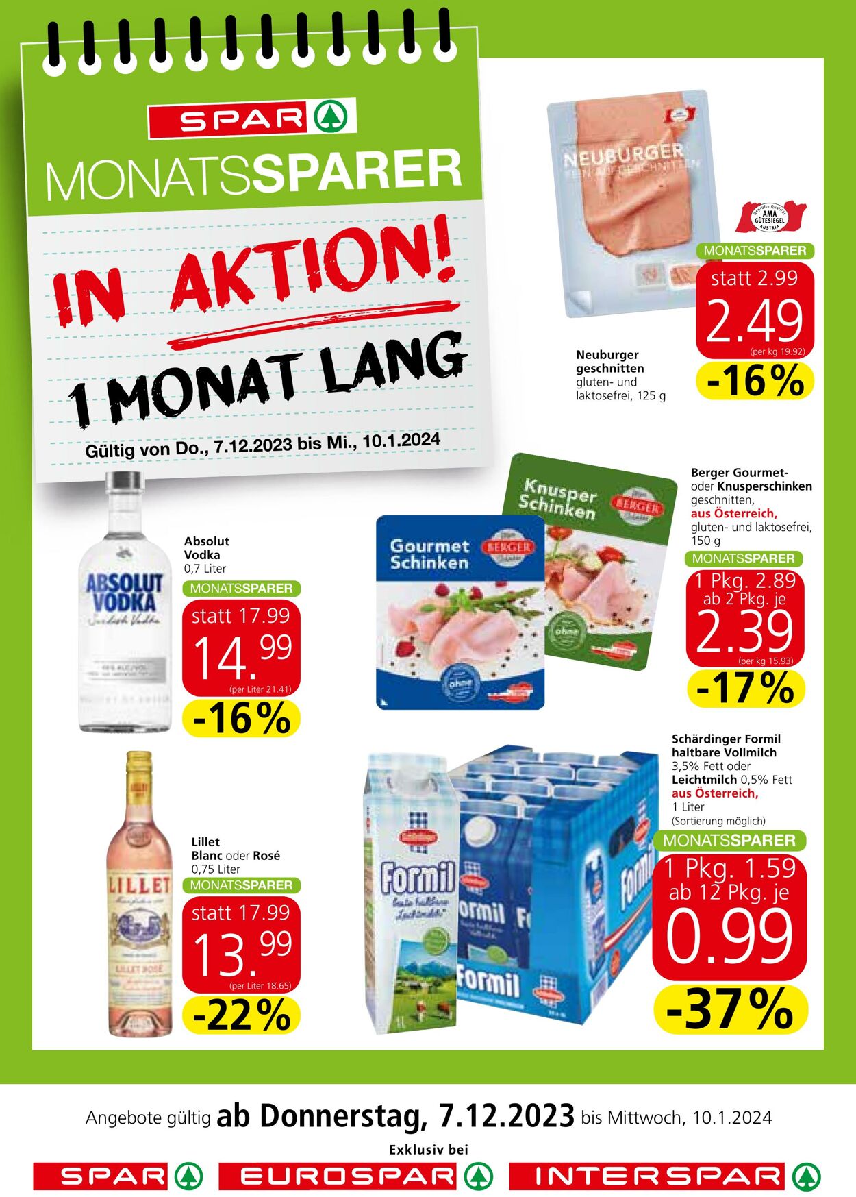 Prospekt Spar 07.12.2023 - 10.01.2024