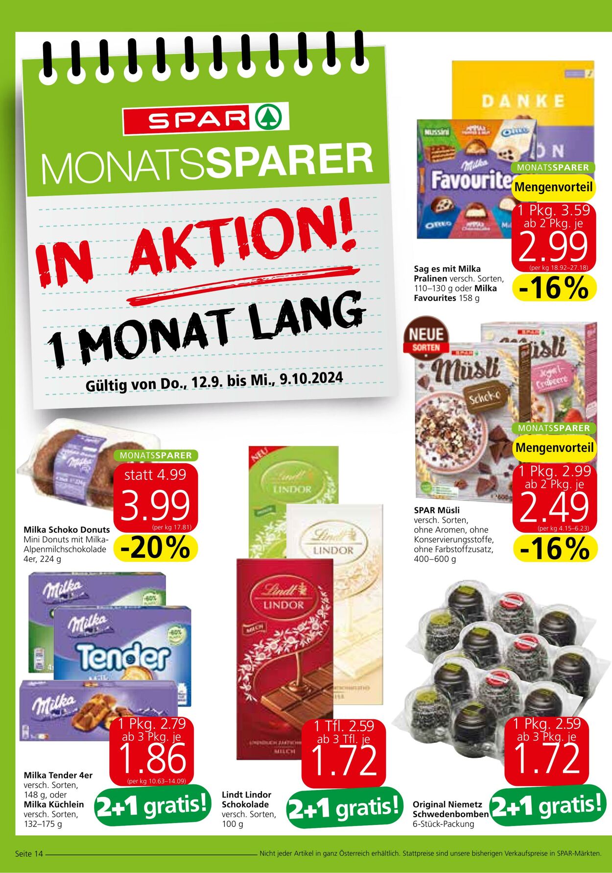 Prospekt Spar 12.09.2024 - 18.09.2024