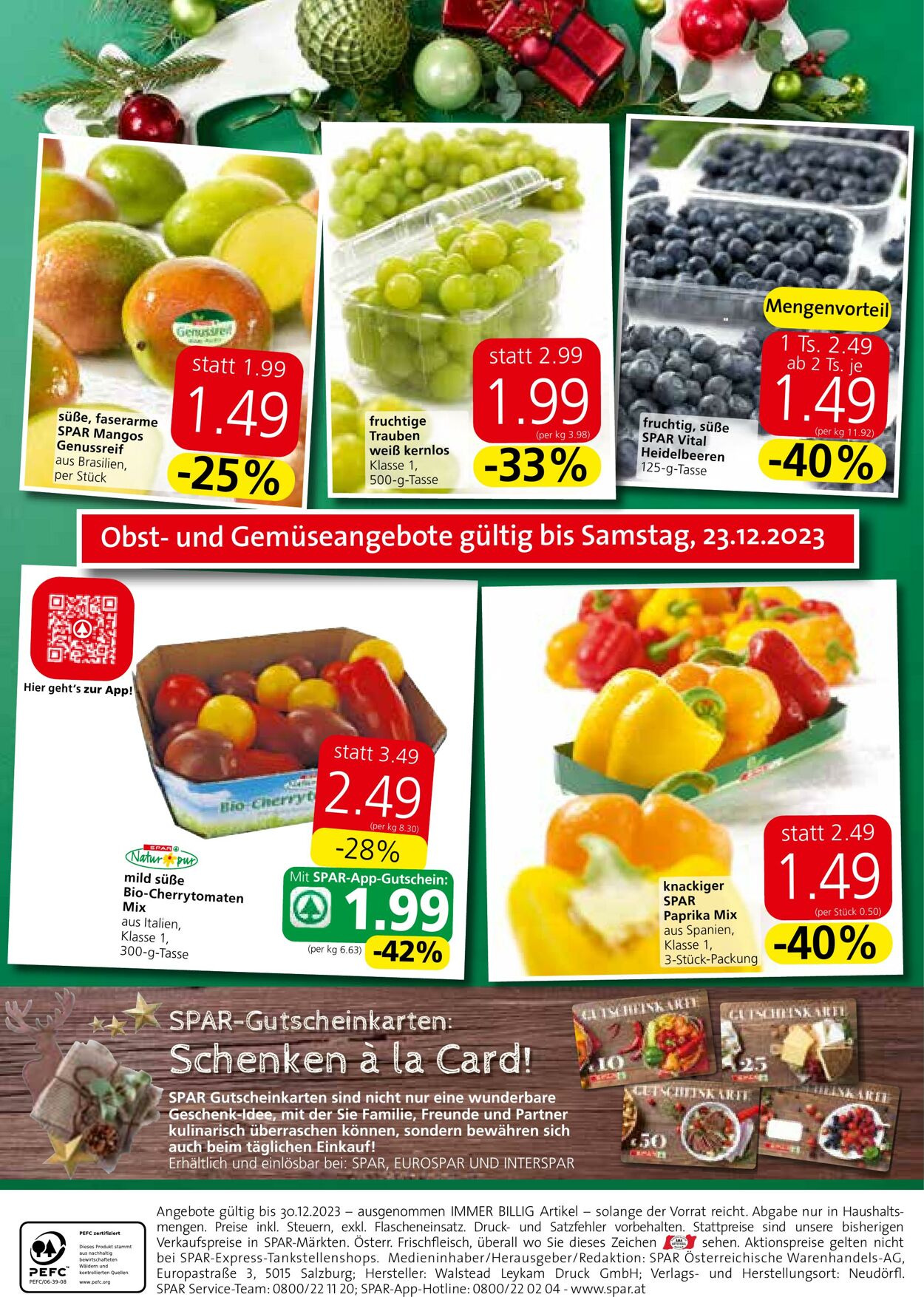 Prospekt Spar 20.12.2023 - 30.12.2023