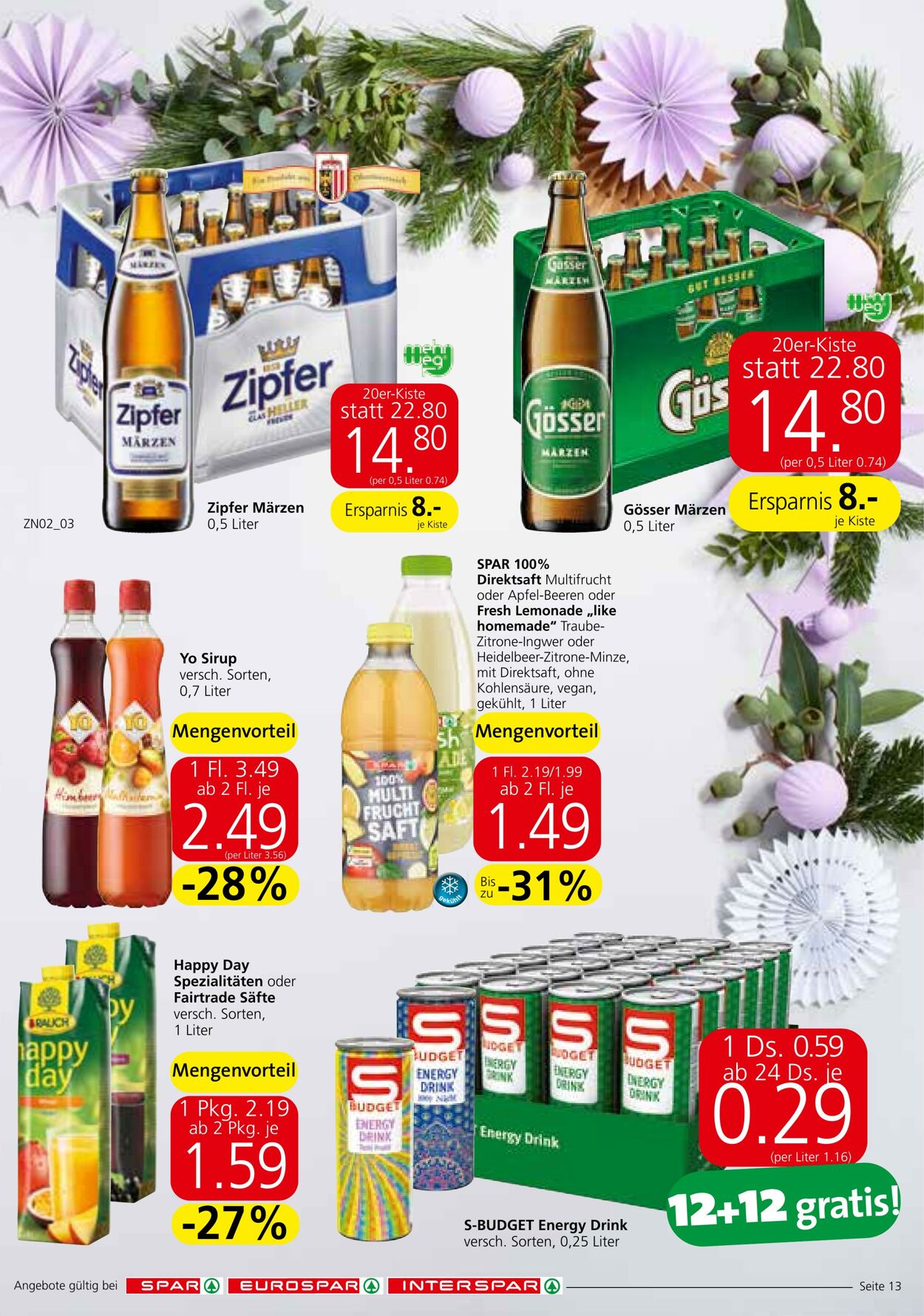 Prospekt Spar 21.12.2022 - 31.12.2022