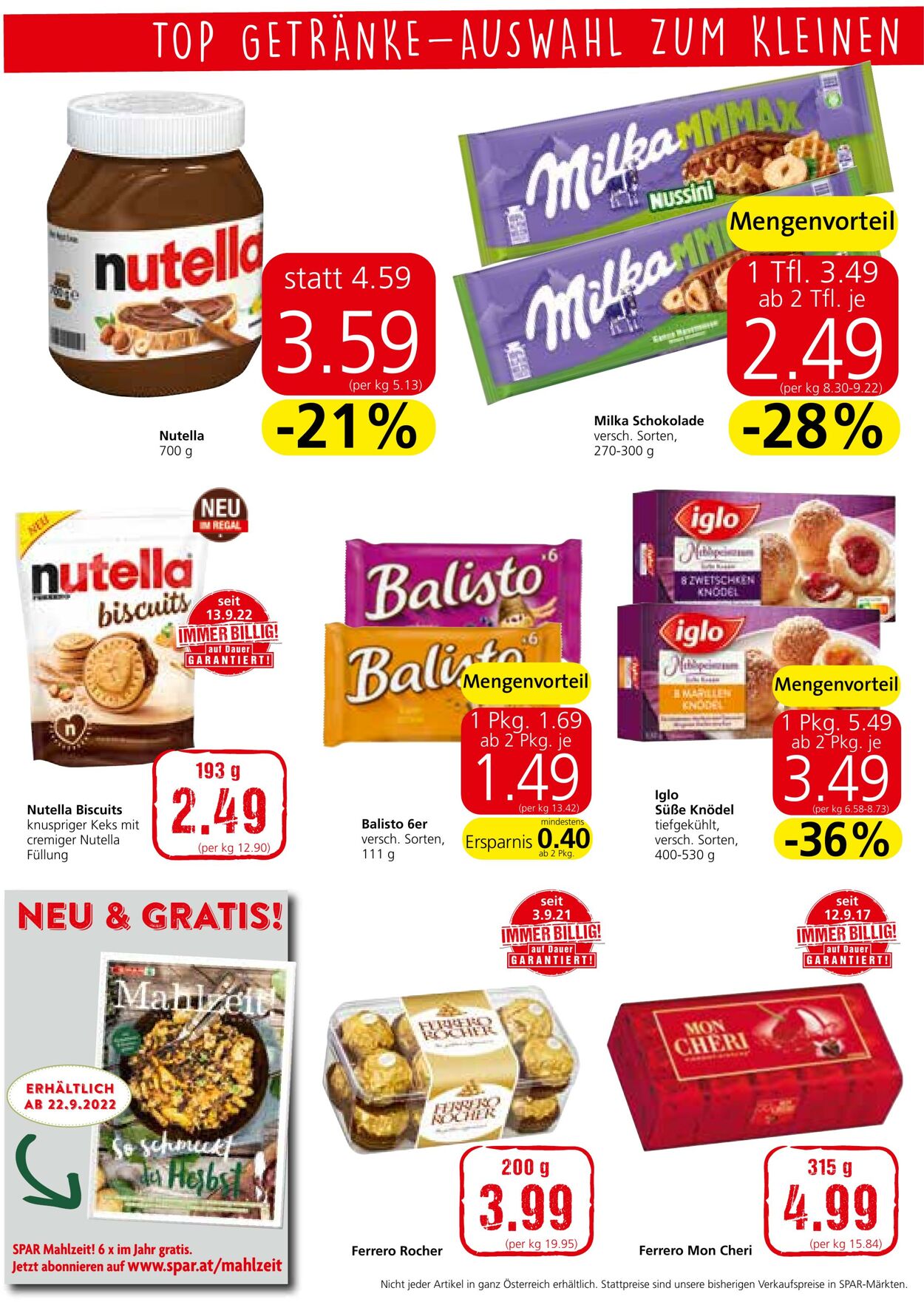 Prospekt Spar 22.09.2022 - 05.10.2022