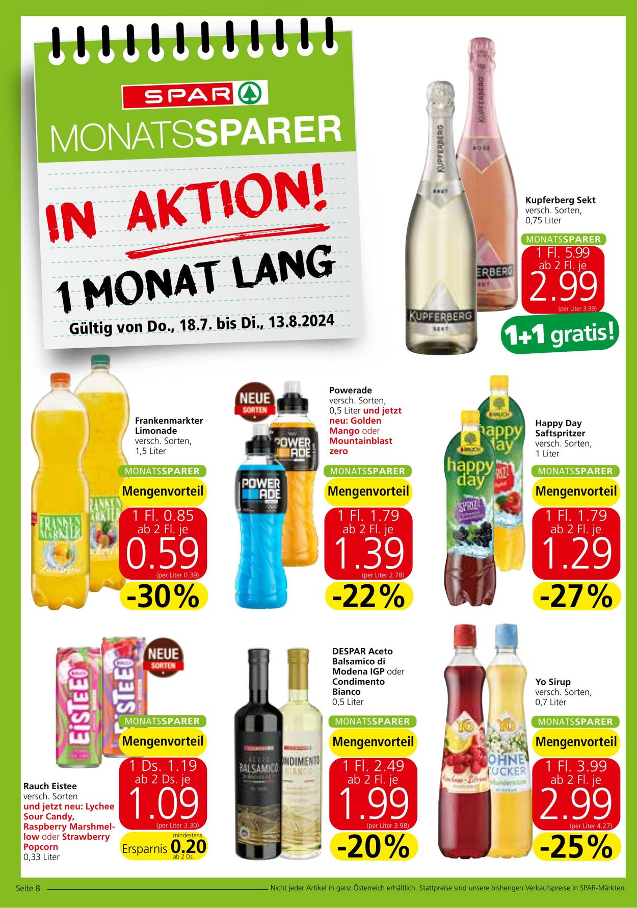 Prospekt Spar 18.07.2024 - 13.08.2024