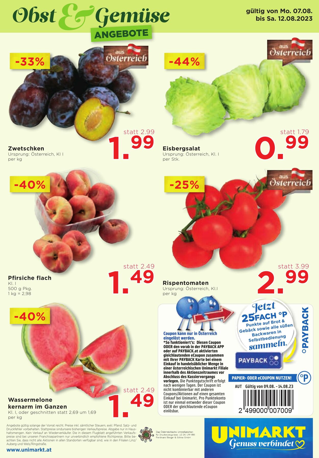 Prospekt Unimarkt 09.08.2023 - 14.08.2023