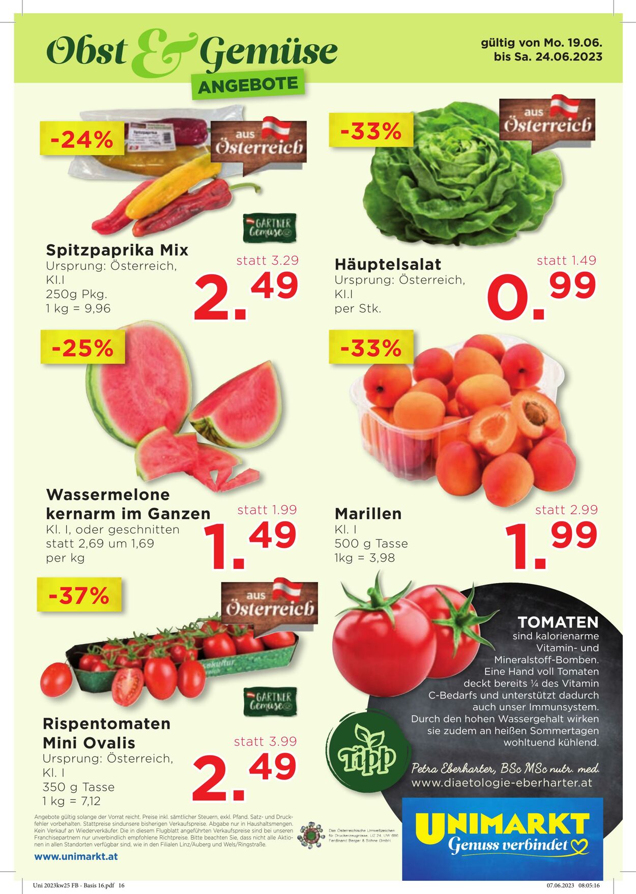 Prospekt Unimarkt 21.06.2023 - 27.06.2023