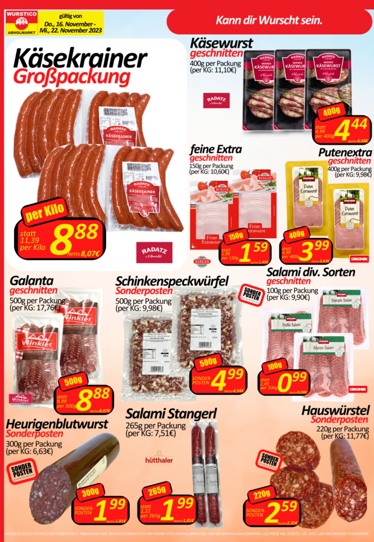 Prospekt Wurstico 23.11.2023 - 29.11.2023