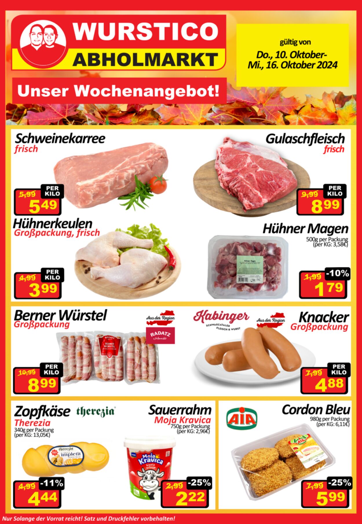 Prospekt Wurstico - Wurstico Abholmarkt – Wurst, Fleischwaren und mehr zu FabrikspreisenAngebote 11 Okt, 2024 - 10 Nov, 2024